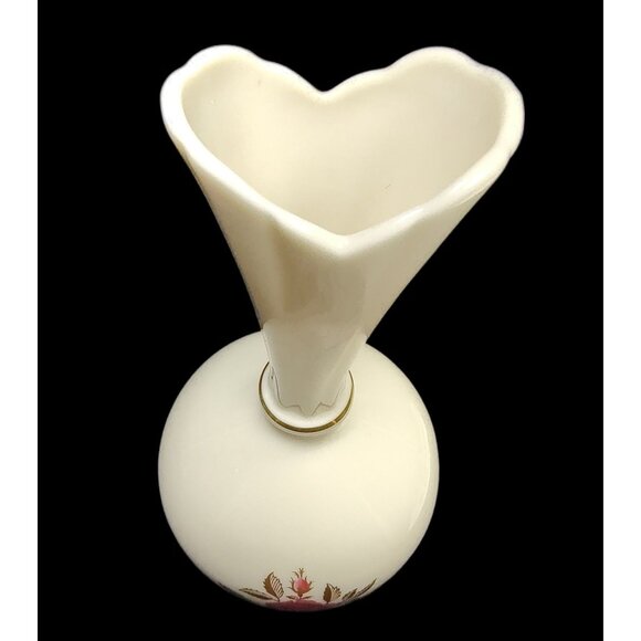 Lenox Rhodora Porcelain Vase w/ Pink Rose & 24kt Gold Trim, Vintage - Picture 2 of 10